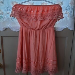 Dainty Dynamite peachy/coral strapless sundress